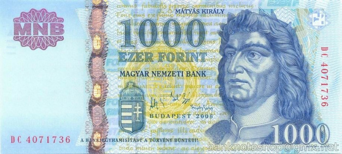 UNGARIA █ bancnota █ 1000 Forint █ 2006 █ P-195b █ UNC █ necirculata