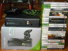 Xbox 360 slim 250gb +27 jocuri originale foto