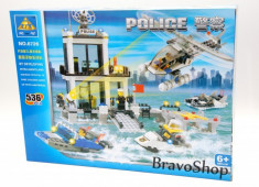 Jucarie constructiva Kazi - Set politie maritima 536 piese, joc compatibil lego foto