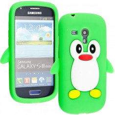 Husa Silicon- Pinguin 3D-Verde-Samsung Galaxy S3 Mini i8190 foto