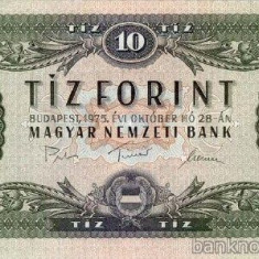 UNGARIA █ bancnota █ 10 Forint █ 1975 █ P-168e █ UNC █ necirculata