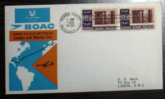 BOAC 1966 - PRIMUL ZBOR LONDRA-MEXIC. PLIC OCAZIONAL MNH(PB23) foto