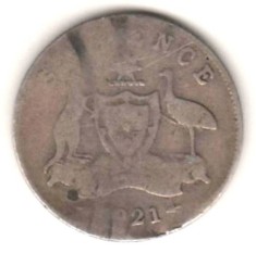 SV * Australia 6 PENCE 1921 * ARGINT * Regele George V