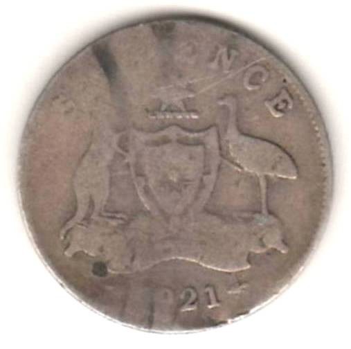 SV * Australia 6 PENCE 1921 * ARGINT * Regele George V