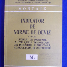 INDICATOR DE NORME DE DEVIZ PENTRU LUCRARI DE MONTARE A UTILAJULUI TEHNOLOGIC DIN INDUSTRIA ALIMENTARA,AGRICULTURA SI ZOOTEHNIE ( M6 ) - 1981