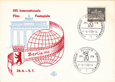 CARTE POSTALA PRIMA ZI FESTIVALUL INTERNATIONAL DE FILM BERLIN 6.7.1966 foto