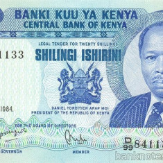 KENYA █ bancnota █ 20 Shillings █ 1984 █ P-21c █ UNC █ necirculata