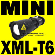CEA MAI PUTERNICA MINI Lanterna 8000W cu Led CREE XML T6+ Incarcator Retea Auto + Acumulator 18650 + Mega Zoom + Lupa + 5 Faze police foto