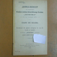 Dare de seama soc de ajutor pt boala si moarte Aurora 1907 Bucuresti 1908