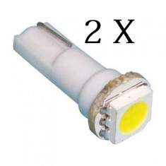 2x LED Leduri T5 pentru bord ALB, 1 smd 5050, leduri auto alb xenon ; COD 1023 foto