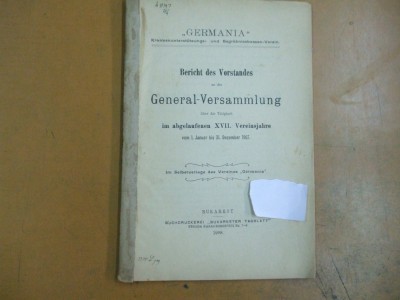 Germania Bericht des Vorstandes an die General -Versammlung im XVII 1907 foto