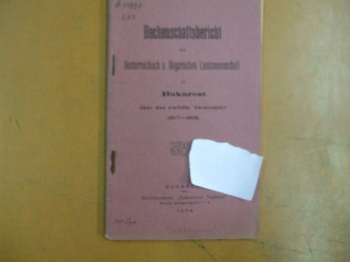 Rechenshaftsbericht der Oesterreichisch u. Ungarischen Landmanschaft 1908