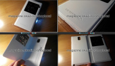 Husa flip COVER S VIEW ,tip carte * Samsung Galaxy Note 3 N9000 , n9005 * cu ,functie wake up/sleep si capac baterie ALB, ALBA ,white + FOLIE foto
