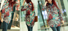Bluza Casual Stand Collar Printed Long Sleeve Loose-Fitting foto