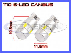 BEC AUTO LED LEDURI POZITIE T10 (W5W) - 6 SMD 5730 CANBUS FARA EROARE - GAMA PREMIUM - POZITII, PLAFONIERA, NUMAR, SEMNAL - CULOARE ALB XENON 6000K foto