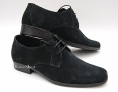 Pantofi barbati piele naturala (Intoarsa) casual-eleganti / Pantofi piele naturala Bleumarin Made in Romania foto