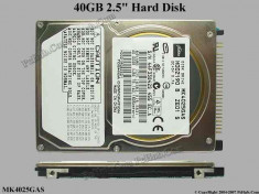 Hard disk laptop 40GB PATA / IDE, 2.5 inch, impecabil (100%), garantie. Model MK4025GAS foto