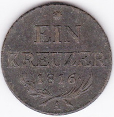 Austria,Ungaria,1 kreuzer 1816 A foto
