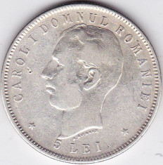 Moneda argint jubiliara,5 lei 1906 Carol I foto