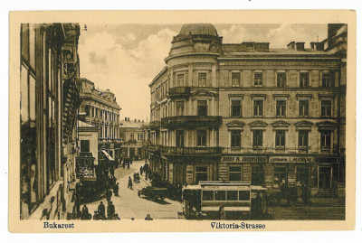 1235 - BUCURESTI, Street Victoria, tramway - old postcard - unused foto