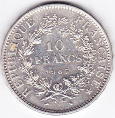 Franta 10 Franci 1965,argint 25 grame, 0,900 foto