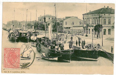 1535 - Tulcea, SULINA, harbor, animee - old postcard - used foto