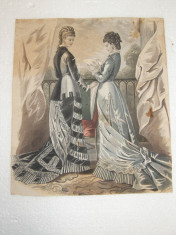 GRAVURA DE MODA, VECHE, SEMNATA, C1850 foto