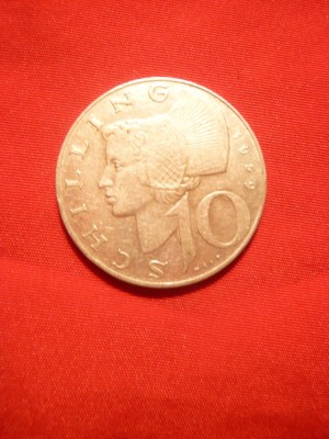 Moneda 10 Shillingi 1957 Austria , argint foto