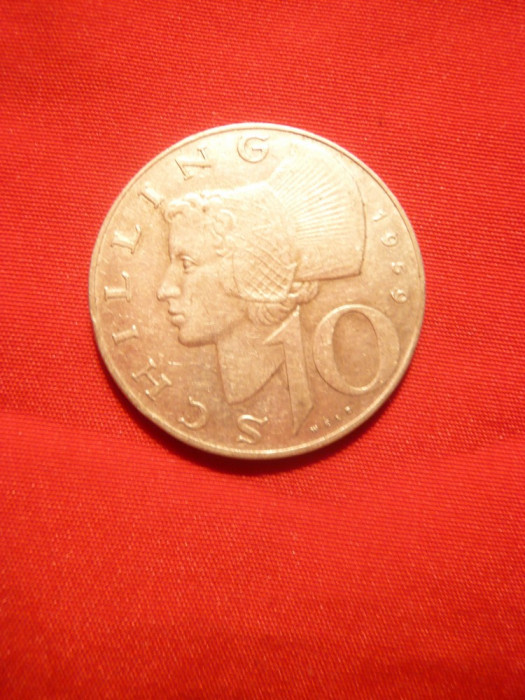 Moneda 10 Shillingi 1957 Austria , argint