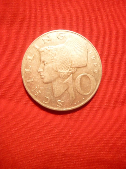 Moneda 10 Shillingi 1957 Austria , argint