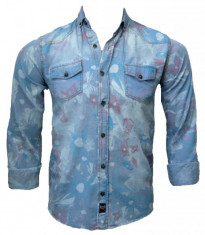 Camasa de blugi Flowers ,slim fit C0023 (M) foto