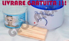 kit incalzitor decantor ceara pro wax 100 + ceara azulene 400ml + cadou spatule foto