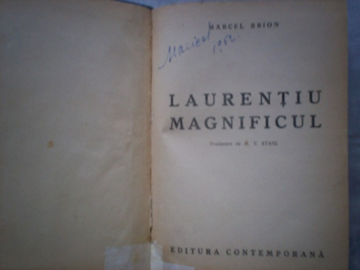LAURENTIU MAGNIFICUL MARCEL BRION T 1943