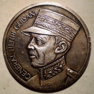 E.028 MEDALIE ELVETIA GENERAL HENRI GUISAN 1939 ARGINT 0.9 15g/34mm foto