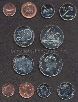 FIJI SET DE MONEDE 1, 2, 5, 10, 20, 50 Cents 1999-2006 UNC foto