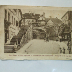 Carte postala Sibiu Scara Burger si podul suspendat Sibiu 1928