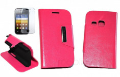 Super promotie husa portofel/ carte SAMSUNG GALAXY YOUNG S6310 +folie protectie+transport gratuit Posta protectie+laveta Romana !! foto