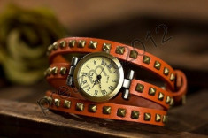 Ceas Vintage - Handmade curea de piele 100% naturala foto