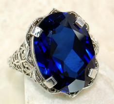 Inel Victorian Style (Ag 925): SAFIR 6CT!!! foto