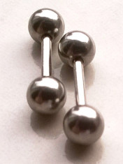 Piercing spranceana buze etc. BARBELL - 04 mm METALIC INOX - pereche foto