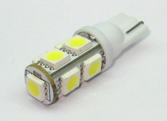 LED-URI AUTO BEC LED - LED W5W T10 5050 - 9 SMD - POZITIE, PLAFONIERA, NUMAR INMATRICULARE, ALB XENON ! foto