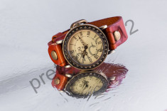 Ceas Vintage - Handmade curea de piele 100% naturala Cod:V042 foto