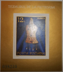 Romania 1973, Tezaurul de la Pietroasa, colita dantelata, LP 831, nestampilata foto