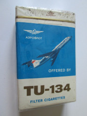 PACHET NOU TIGARI COLECTIE TU-134 AEROFLOT DIN ANII 80 foto