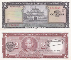 EL SALVADOR 2 colones 1972 UNC!!! foto