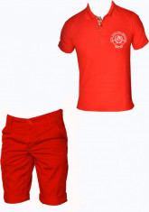 Compleu Uss Polo Rosu Blugi Slim + Tricou Slim Marime S M L foto