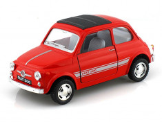 Fiat 500 Macheta Auto Scala 1:24 Kinsmart ROSU foto