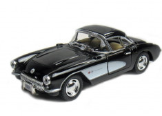 Chervolet Corvette 1957 Macheta Auto Scara 1:34 Kinsmart NEGRU foto