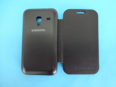 Husa Samsung Galaxy Ace Plus S7500 Flip Cover Negru !!! Folie protectie display CADOU !!! foto