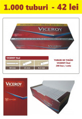VICEROY Red - Pachet 5 cutii tuburi tigari cu filtru alb pentru injectat tutun x 200 buc. foto